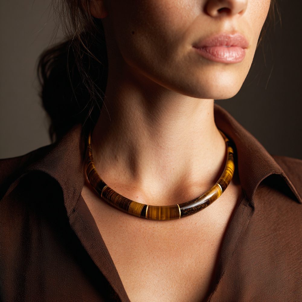 The Power of the Torque Collar Necklace in Tiger’s Eye: A 2025 Jewelry Trend